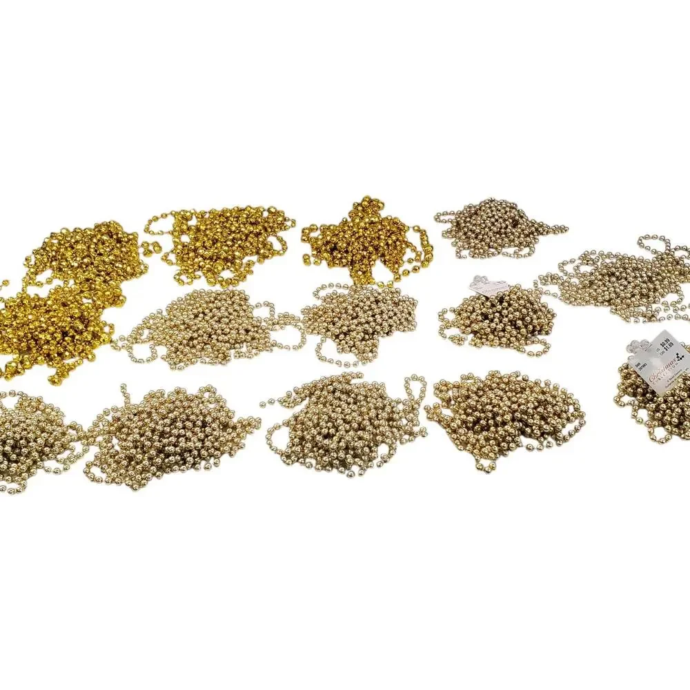 Vintage Gold Christmas Garland Beaded Chain Garland 9' Christmas Tree Decor